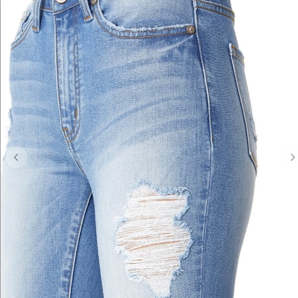 Kancan Destroyed Frayed Hem Ankle Skinny Jeans - Picture 8 of 9